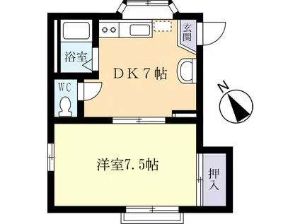 ハイツ真鍋台B(1DK/1階)の間取り写真