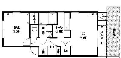 アミューズハイム(1LDK/1階)の間取り写真