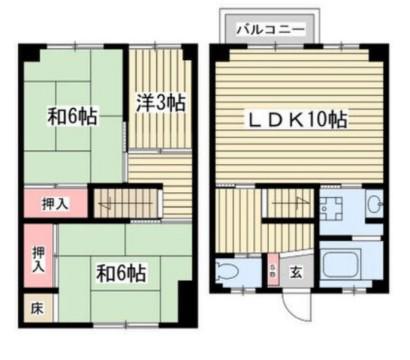山陽電鉄本線 大蔵谷駅 徒歩24分 3階建 築59年(2SDK/3階)の間取り写真