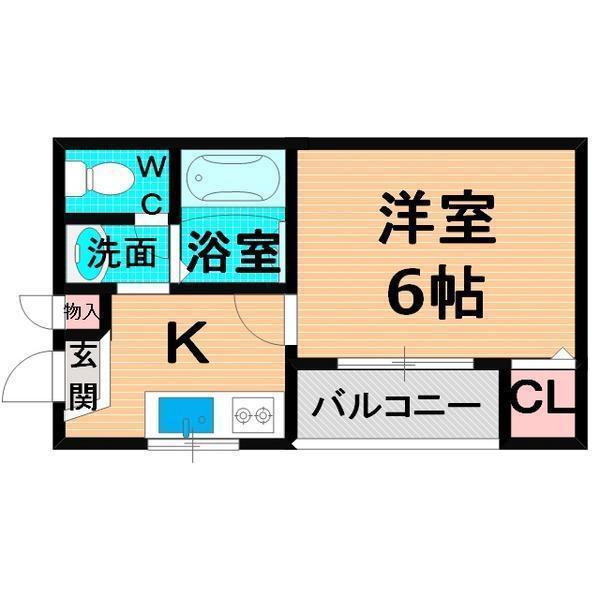 エトワルK中宮(1K/1階)の間取り写真