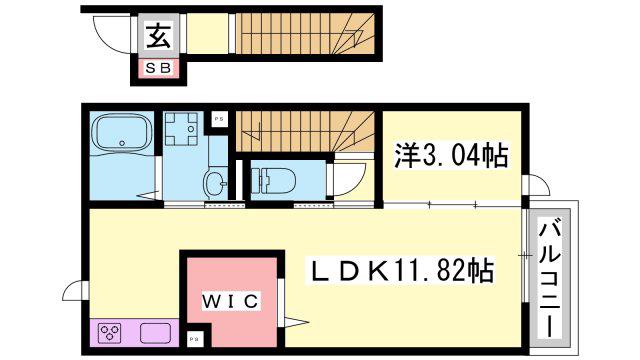 ルミエール(1LDK/2階)の間取り写真