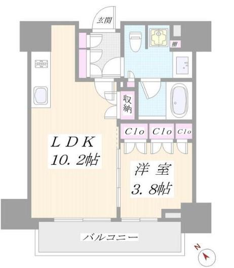 インプレストコア代官山(1LDK/8階)の間取り写真
