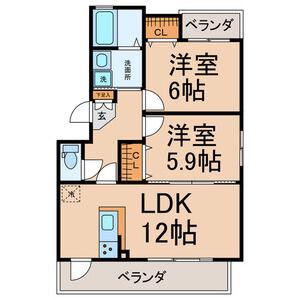 CHEZ-SOI 2(2LDK/1階)の間取り写真