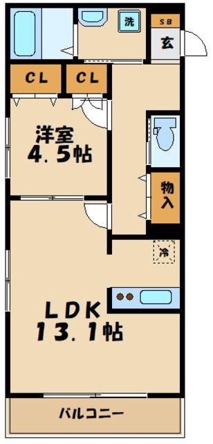 イーストエンド枡形(1LDK/1階)の間取り写真
