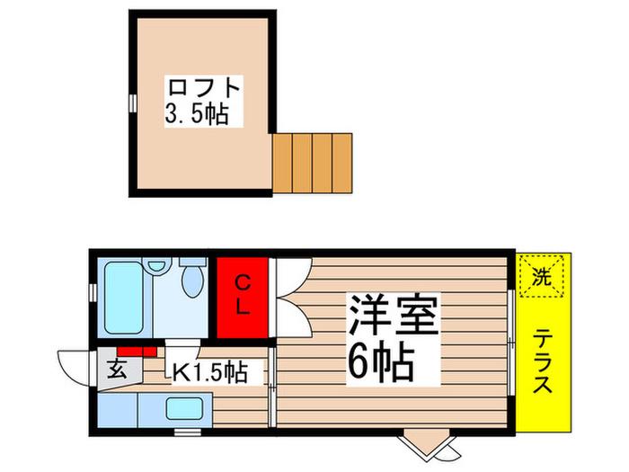 ジュネスユー(1K/1階)の間取り写真