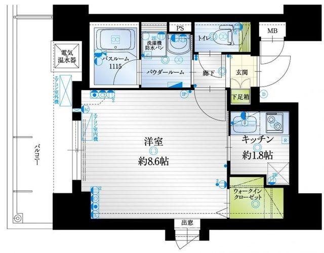 アクタス薬院Ⅲ(1K/13階)の間取り写真