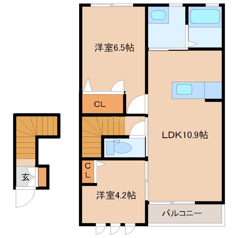 シャーメゾン御所ノ内(2LDK/2階)の間取り写真