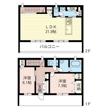 コートアリオン(2LDK/1階)の間取り写真