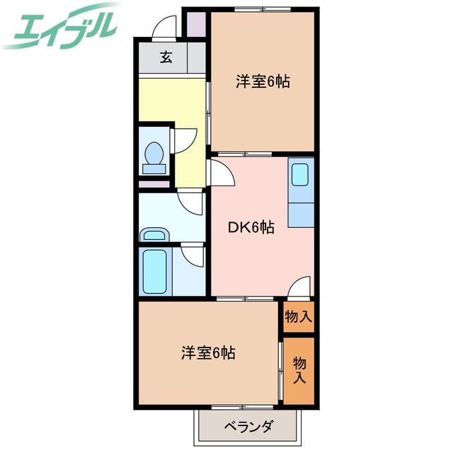 クレール三滝台(2DK/1階)の間取り写真