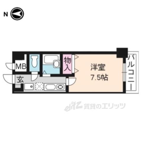 GARB(1K/4階)の間取り写真