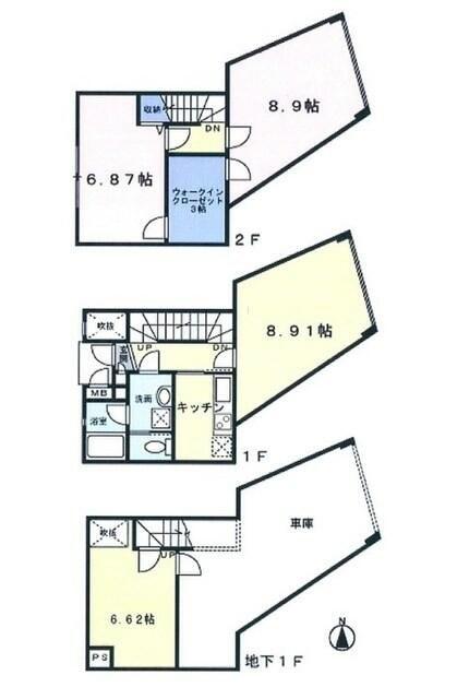 若林プレムヒルズ(3LDK/2階)の間取り写真