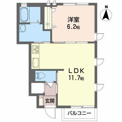 パディ・ヴィレッジD(1LDK/1階)の間取り写真