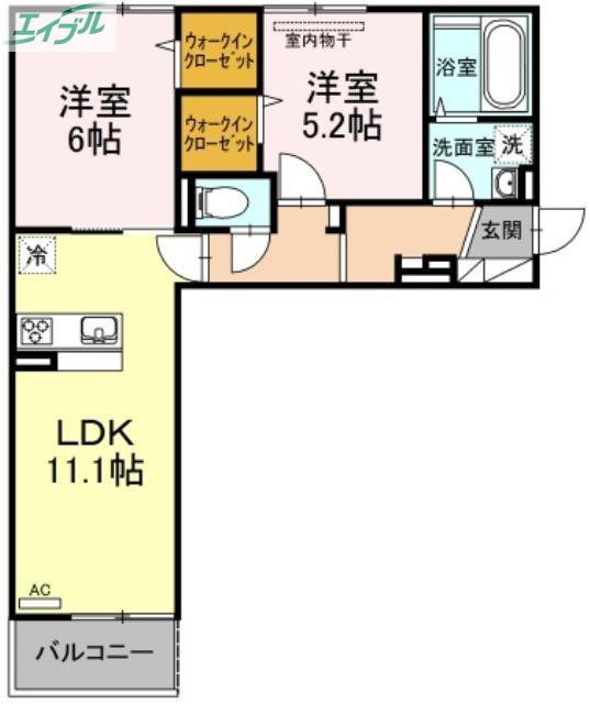 パームツリーB(2LDK/3階)の間取り写真