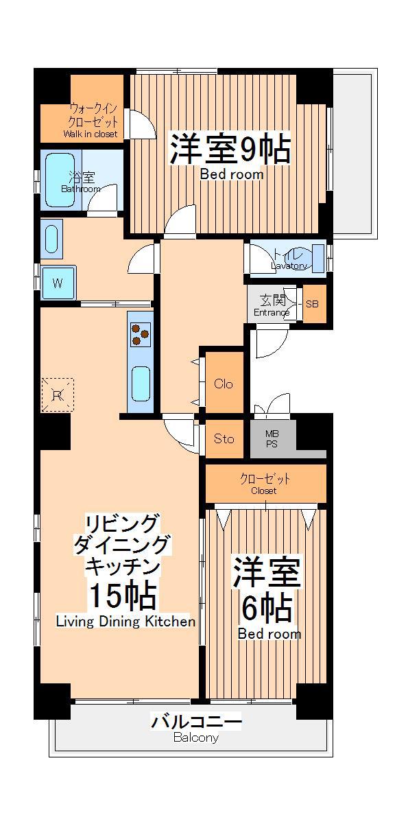 レジデンスワイジェー(2LDK/9階)の間取り写真