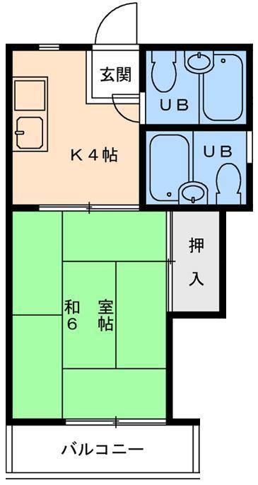 清栄ハイツ(1K/4階)の間取り写真