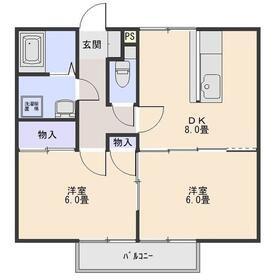 ラベンダー(2DK/2階)の間取り写真