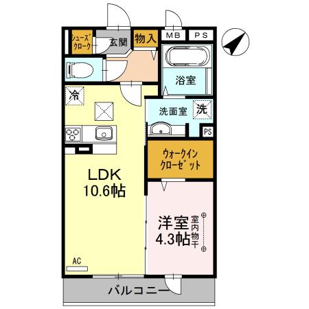 RICHE(1LDK/3階)の間取り写真