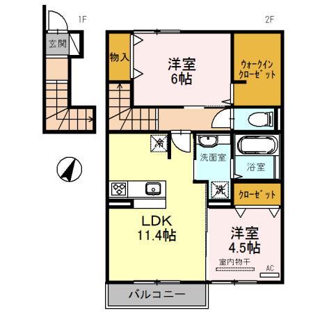 ファミリア(2LDK/2階)の間取り写真
