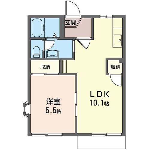 グリーンプラザB棟(1LDK/2階)の間取り写真