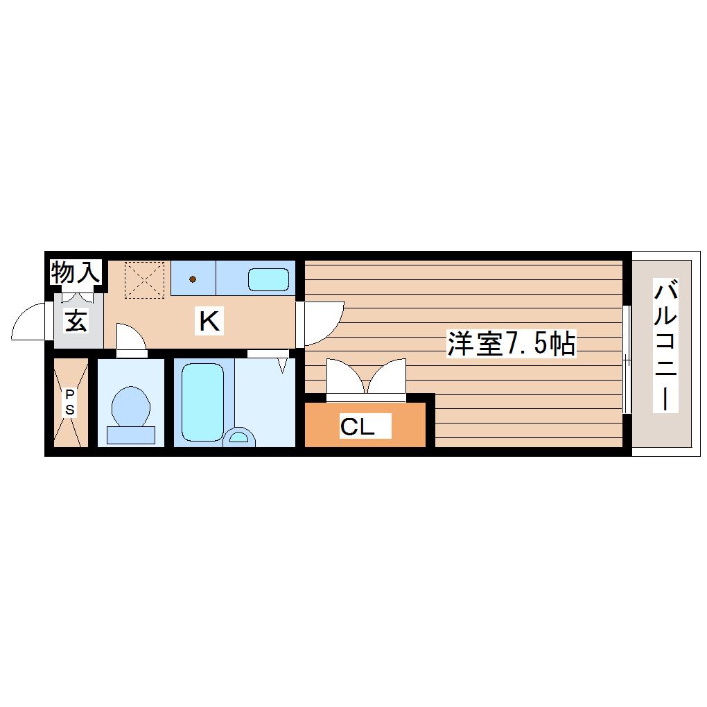 コモード・カルム河原町(1K/2階)の間取り写真