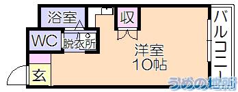 グレースマンション櫛原(ワンルーム/3階)の間取り写真