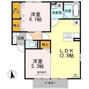 ペジーブル大垣(2LDK/2階)の間取り写真