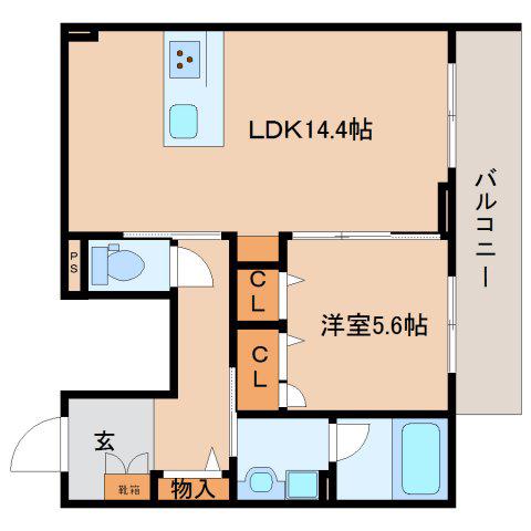 シャーメゾン光(1LDK/1階)の間取り写真