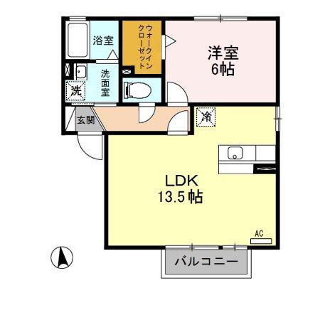 グリーン・リーフ熊倉 A(1LDK/2階)の間取り写真