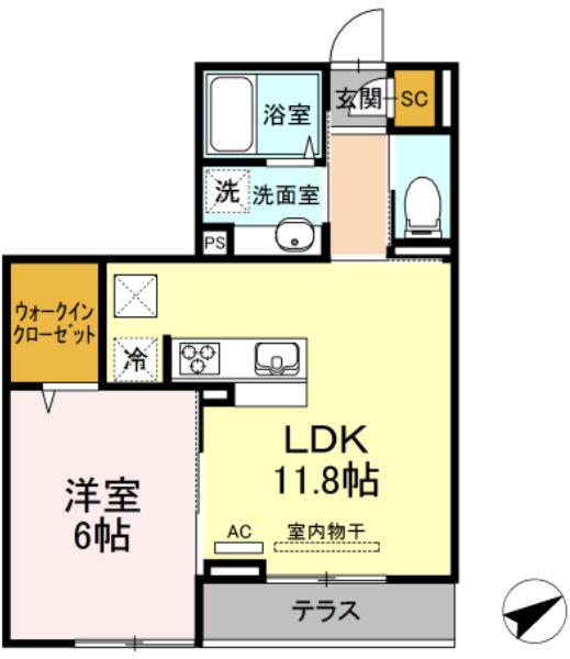 GRACE HILL(1LDK/2階)の間取り写真