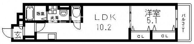 ラモーナ巽南(1LDK/2階)の間取り写真