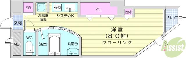 仙台リエゾン(ワンルーム/6階)の間取り写真