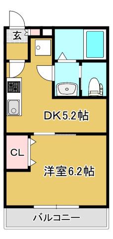 プレ・デュ・パルク(1DK/1階)の間取り写真