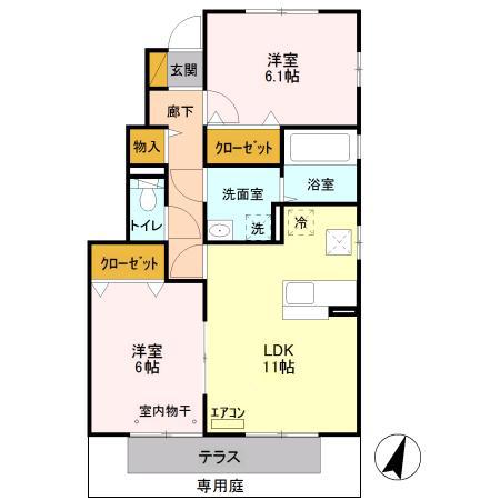 ノールメゾンⅣ(2LDK/1階)の間取り写真