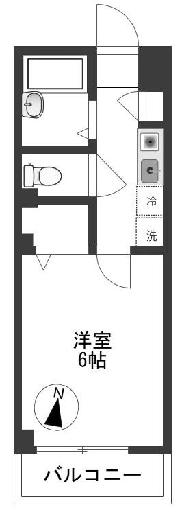 アムール(1K/1階)の間取り写真