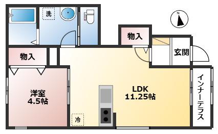 リーブルファイン春日部樋堀(1LDK/1階)の間取り写真