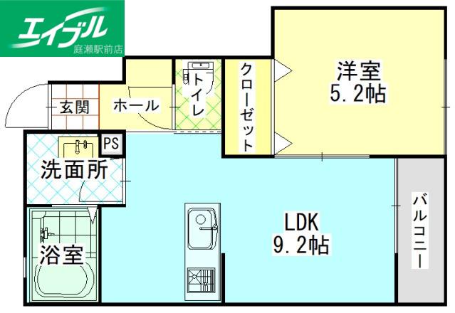 フォレスト庭瀬(1LDK/1階)の間取り写真