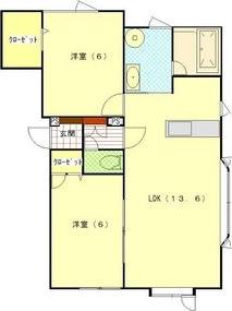 グリーンベールI(2LDK/1階)の間取り写真