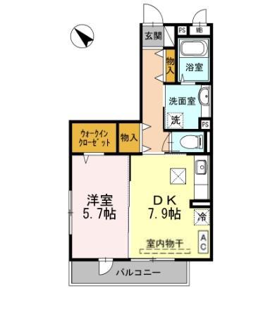 大黒屋ハイツ三番館(1DK/1階)の間取り写真