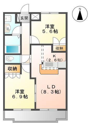 コンフォート(2LDK/2階)の間取り写真