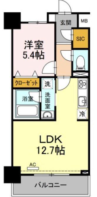 グレイスコート・アイエス(1LDK/5階)の間取り写真