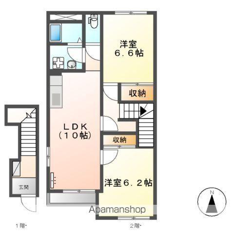 エスポワール(2LDK/2階)の間取り写真