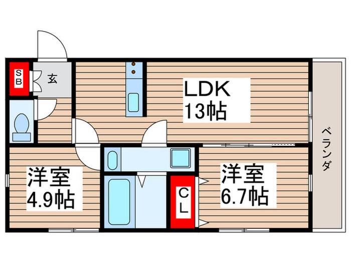 BS八ヶ崎レジデンス(2LDK/3階)の間取り写真