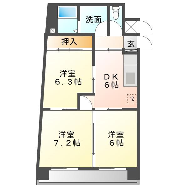 エスポワールITO(3DK/4階)の間取り写真