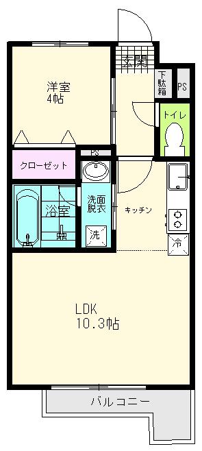 THE IOT HARANOMACHI β(1LDK/1階)の間取り写真