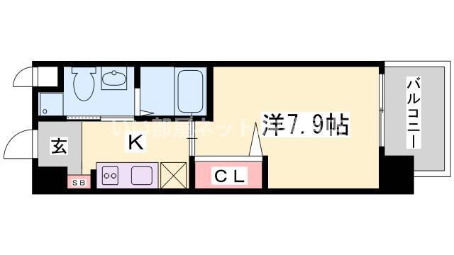 アルファレガロ甲南山手(1K/7階)の間取り写真