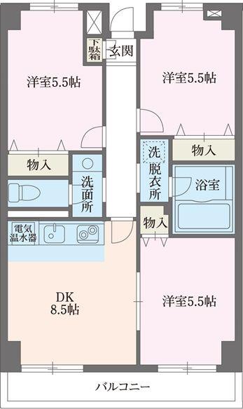 スカイコート(3DK/8階)の間取り写真