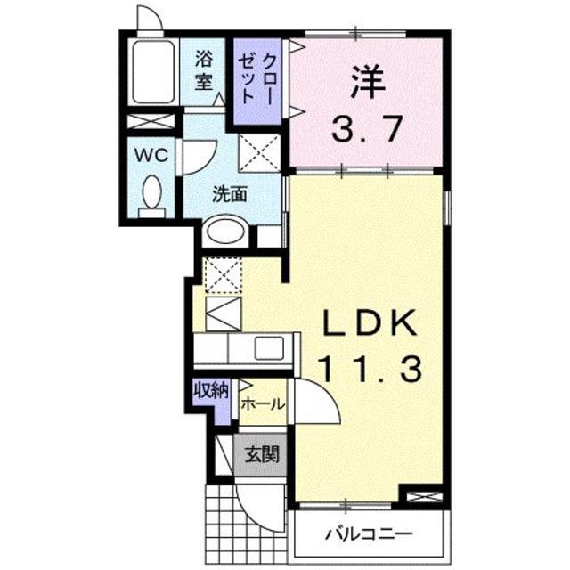 グリーンビレッジ原B(1LDK/1階)の間取り写真