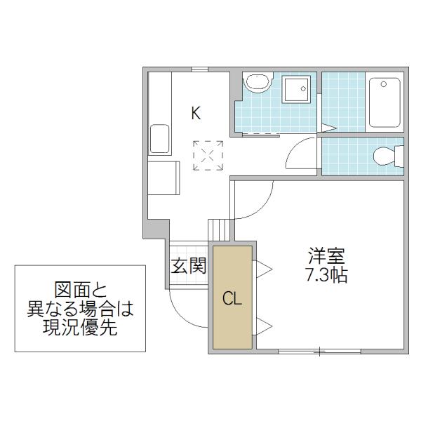 モアール(1K/1階)の間取り写真