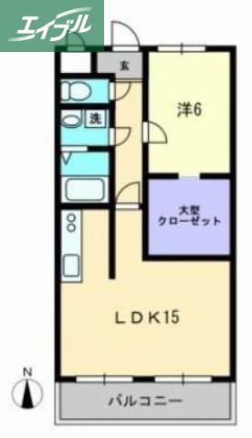 旭川スカイハイツ(1LDK/6階)の間取り写真