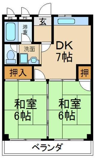 大森マンション(2DK/5階)の間取り写真